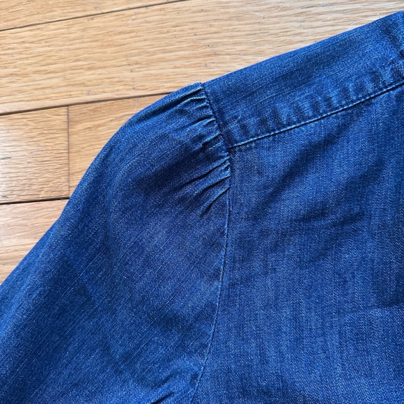 J. Crew Neck Tie Button Down Jean Shirt - Picture 6 of 7